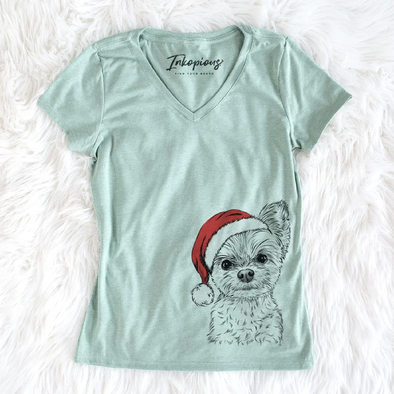 Santa Chance the Yapper the Yorkshire Terrier - Women's Perfect V-neck Shirt-- Cozy Warm Stylish Santa Chance the Yapper the Yorkshire Terrier - Women's Perfect V-neck Shirt-- Cozy Warm Stylish