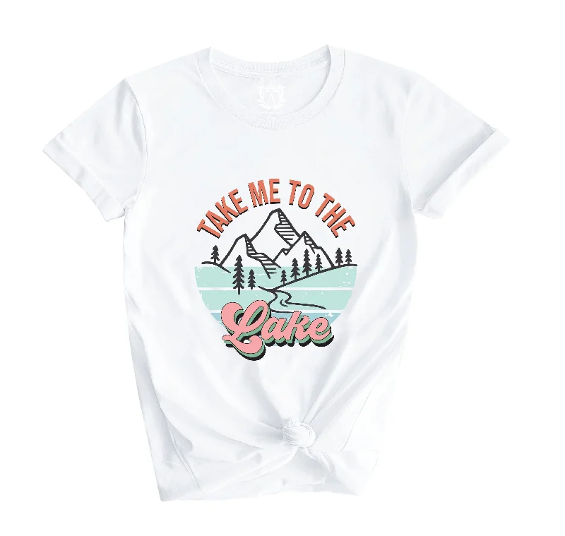 Take Me to the Lake Short Sleeve T-shirt-- Cotton Fabric Linen Fabric Terry Fabric