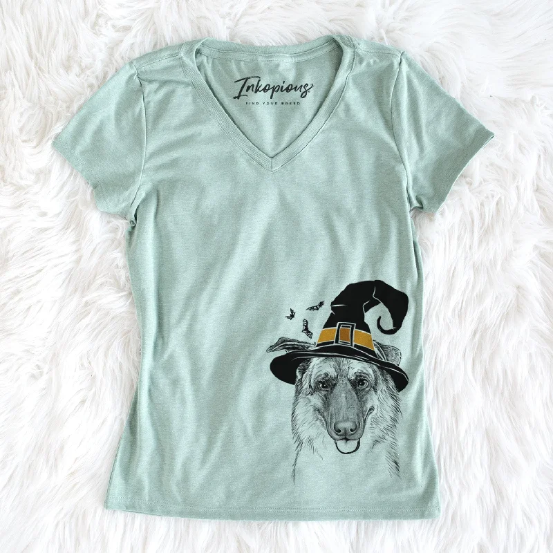 Witch Henry the German Shepherd - Women's Perfect V-neck Shirt-- Collared T-Shirt Boat Neck A-Line