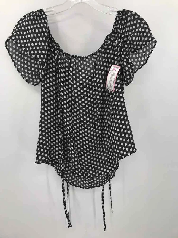 Pre-Owned Milly Black Size XS Polka Dot Blouse Satin Drape Blouse