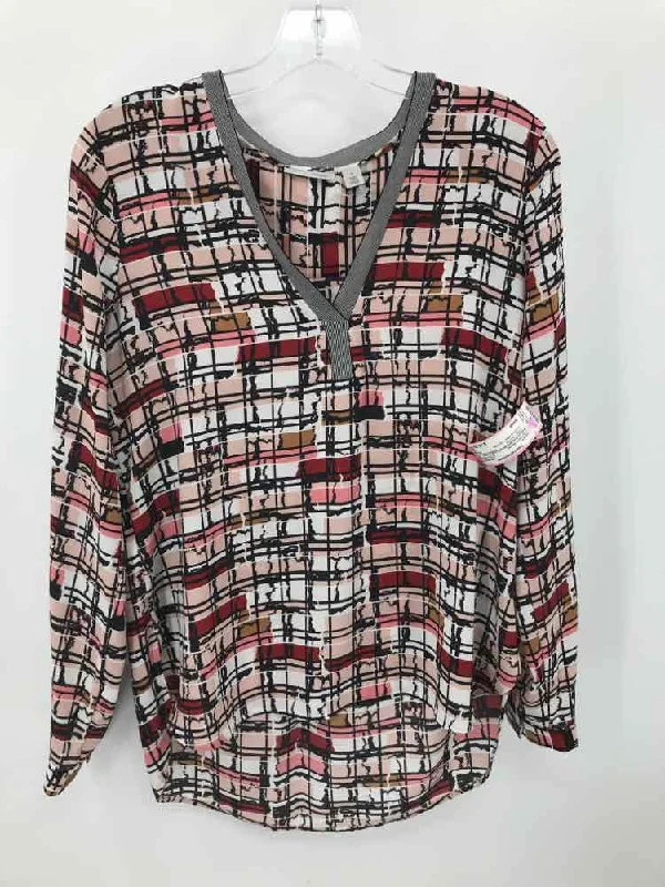 Pre-Owned Halogen Pink Size Small Long Sleeve Blouse Textured Cotton Blouse