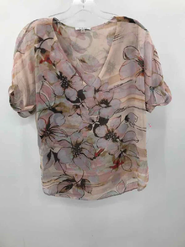Pre-Owned Sioni Pink Size Small Floral Blouse Wrap Front Blouse