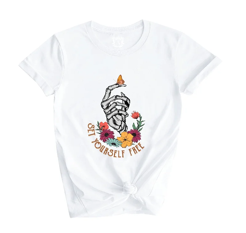 Set Yourself Free Skeleton Butterfly Shirt-- Fitted T-Shirt Seamless Stretchy