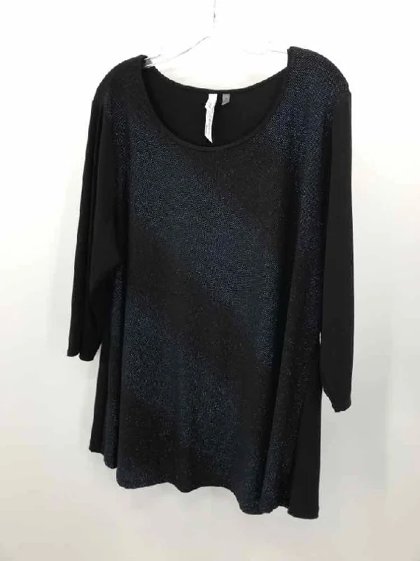 Pre-Owned NY Collection Black Size 2X Blouse Lightweight Chiffon Blouse