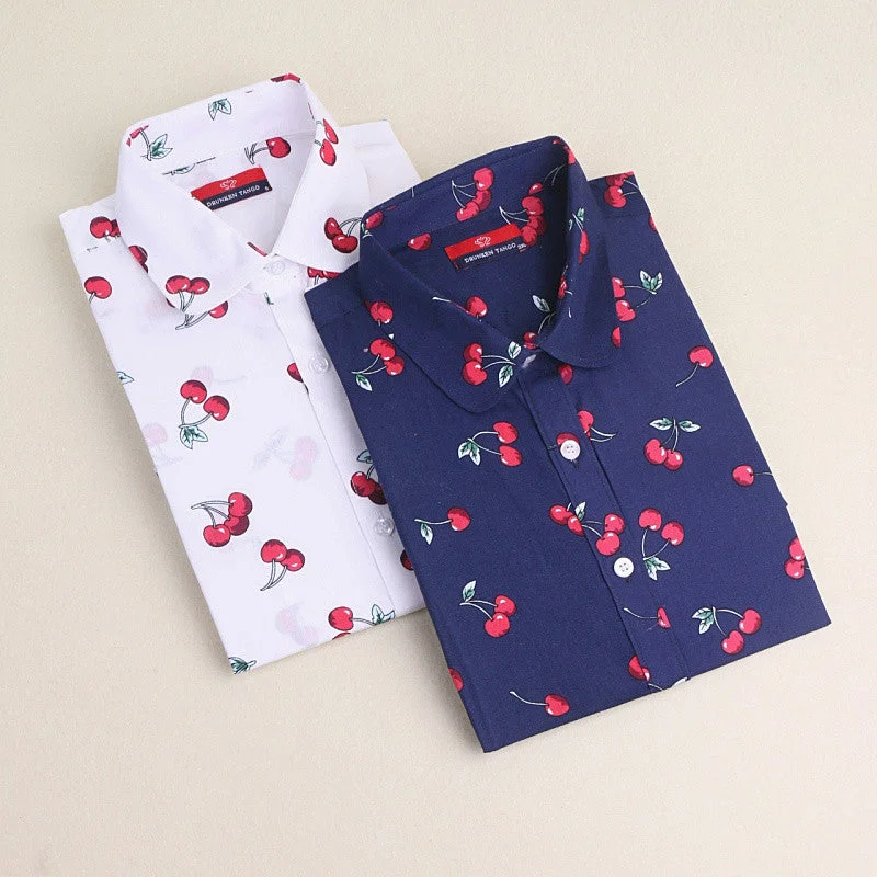20 Colors Autumn Printing Blouse Long Sleeves Blouses Women Shirts Blusas Femininas Turn Down Collar Shirts Women Tops Fashion Lightweight Floral Blouse
