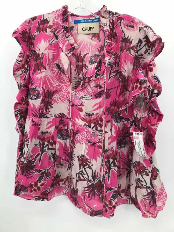 Pre-Owned Chufy Pink Size Medium Printed Blouse Side Tie Blouse