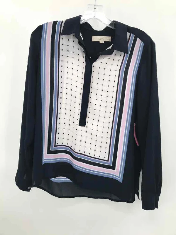 Pre-Owned Loft Navy Size Small Long Sleeve Blouse Business Casual Blouse