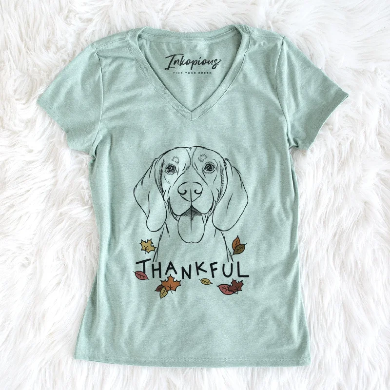 Thankful Bogie the Beagle - Women's V-neck Shirt-- Layered Multi-layer Single Layer