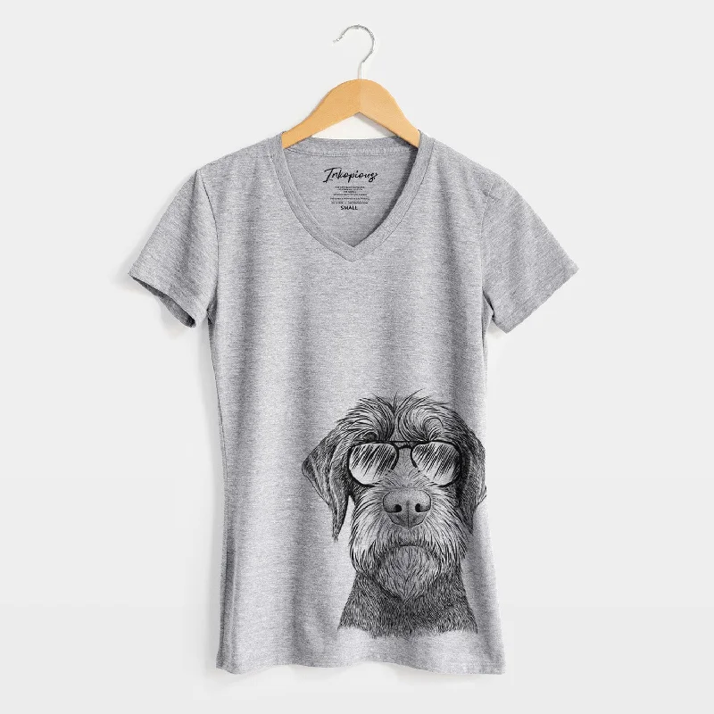 Aviator Oakley the Pudelpointer - Women's V-neck Shirt-- Lace Blend Ribbed Blend Corduroy Blend