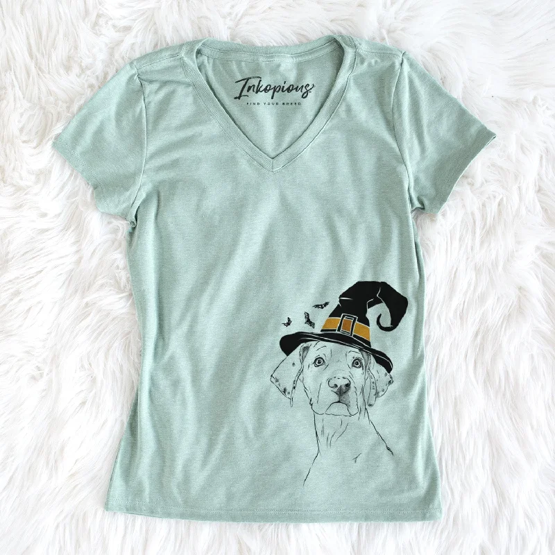 Witch Lumen the Special Needs Great Dane - Women's Perfect V-neck Shirt-- Elasticated Padded Insulated