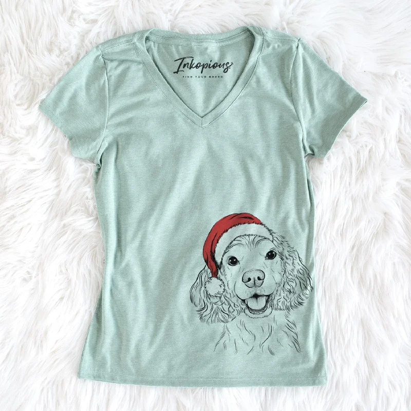 Santa Cricket the American Cocker Spaniel - Women's Perfect V-neck Shirt-- Anti-Shrink Durable Soft