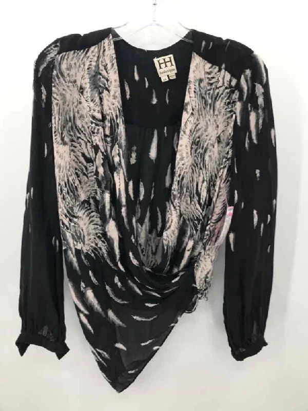 Pre-Owned Haute Hippie Black Size XS Printed Blouse Loose Oversized Blouse