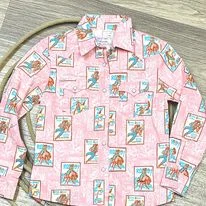 Girl's Poster Print Shirt by Panhandle-- Handmade Hand-knitted Hand-woven