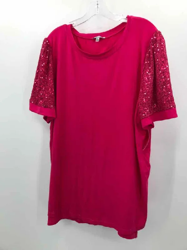 Pre-Owned White Birch Pink Size 2X Blouse Casual Button Blouse