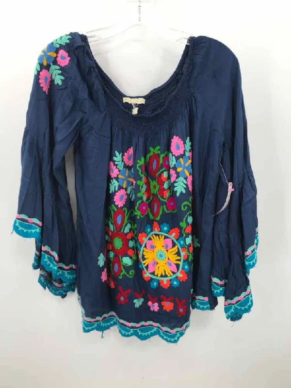 Pre-Owned Ruby Yaya Navy Size XS Embroidered Blouse Elegant Embroidery Blouse