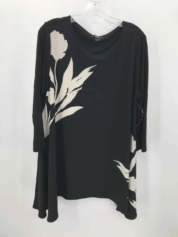 Pre-Owned Alfani Black Size Large Tunic Blouse Elegant Silk Blouse