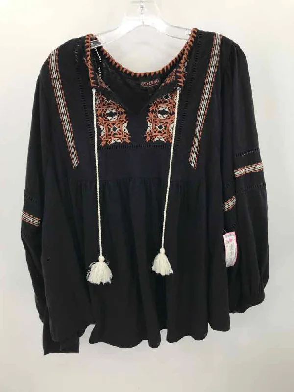 Pre-Owned Shyanne Black Size XL Long Sleeve Blouse Stretchy Fitted Blouse