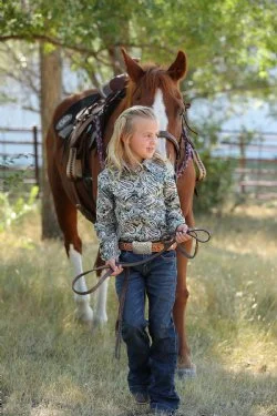 GIRLS PAISLEY PRINT WESTERN SHIRT - GREEN-- Knit Fabric Woven Fabric Fleece Fabric
