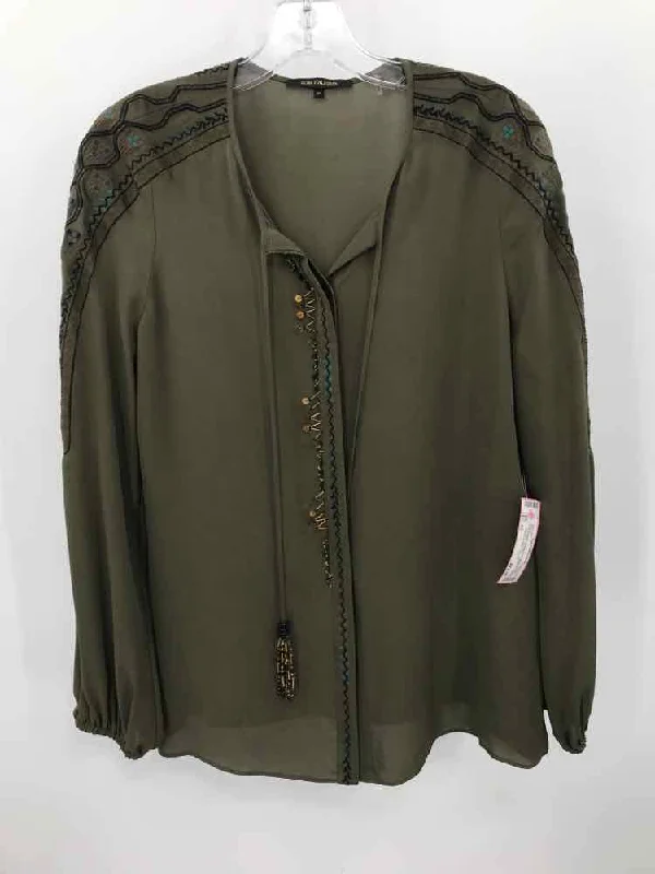 Pre-Owned Kobi Halperin Green Size XS Beaded Blouse Elegant Silk Blouse