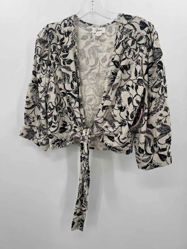 Pre-Owned Japna Ivory Size Small Wrap Blouse Sheer Mesh Blouse