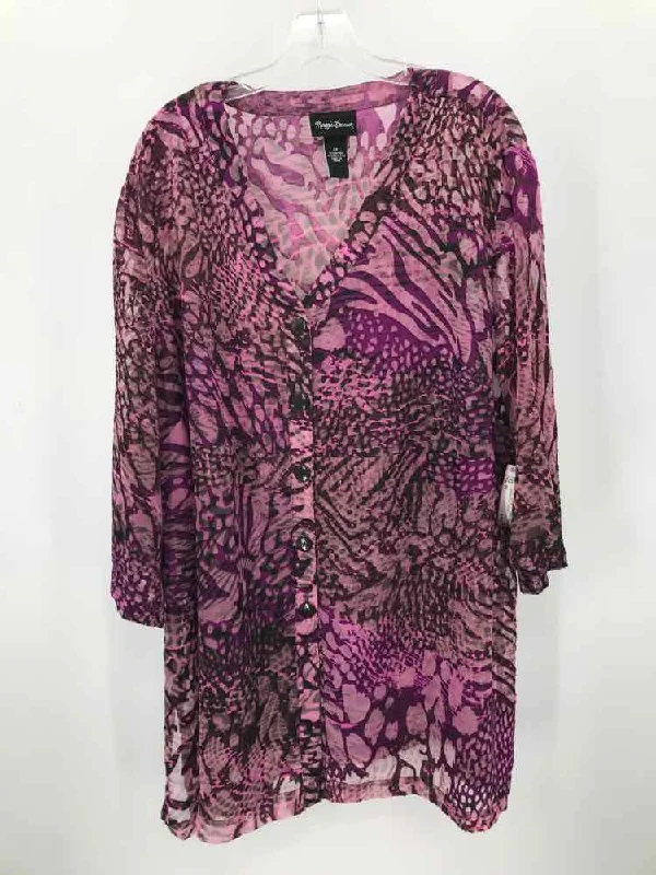 Pre-Owned Maggie Barnes Purple Size 2X Tunic Blouse Peter Pan Collar Blouse