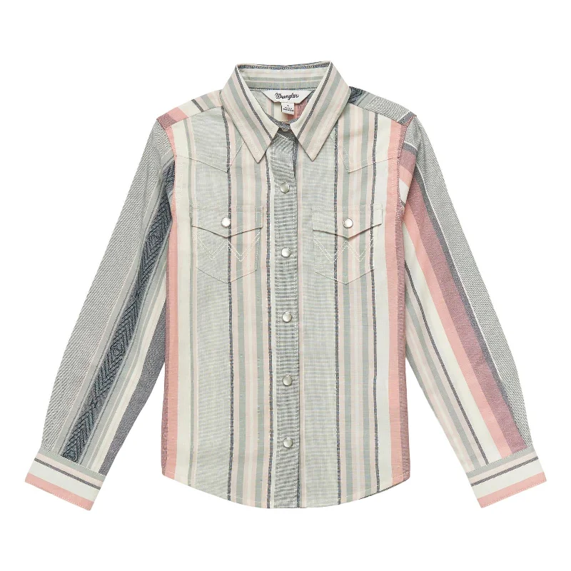 Girl's Wrangler Western Stripe Shirt-- Zippered Front Buttoned Front Snap Front