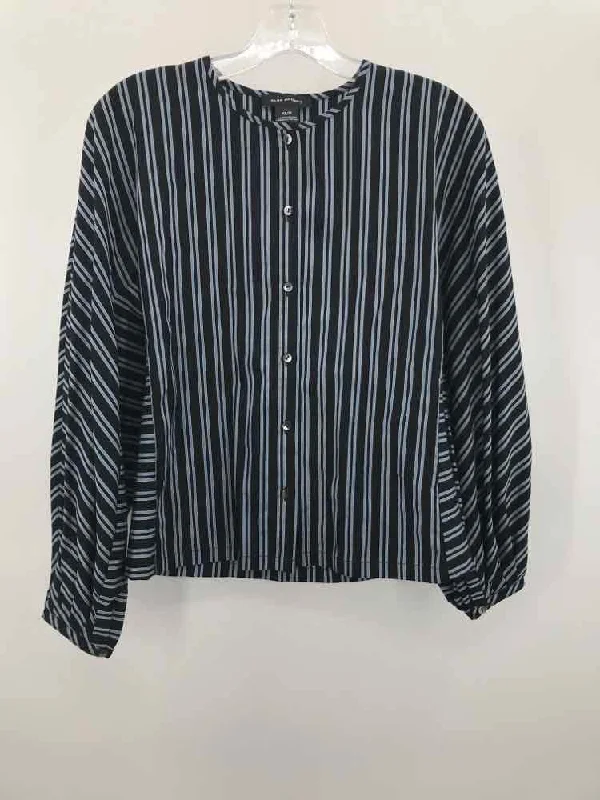 Pre-Owned Club Monaco Black Size XS Stripe Long Sleeve Blouse Chic Square Blouse