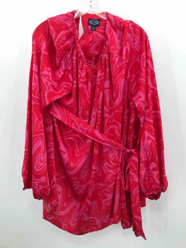 Pre-Owned Scoop Red Size Large Blouse Elegant Semi-Sheer Blouse