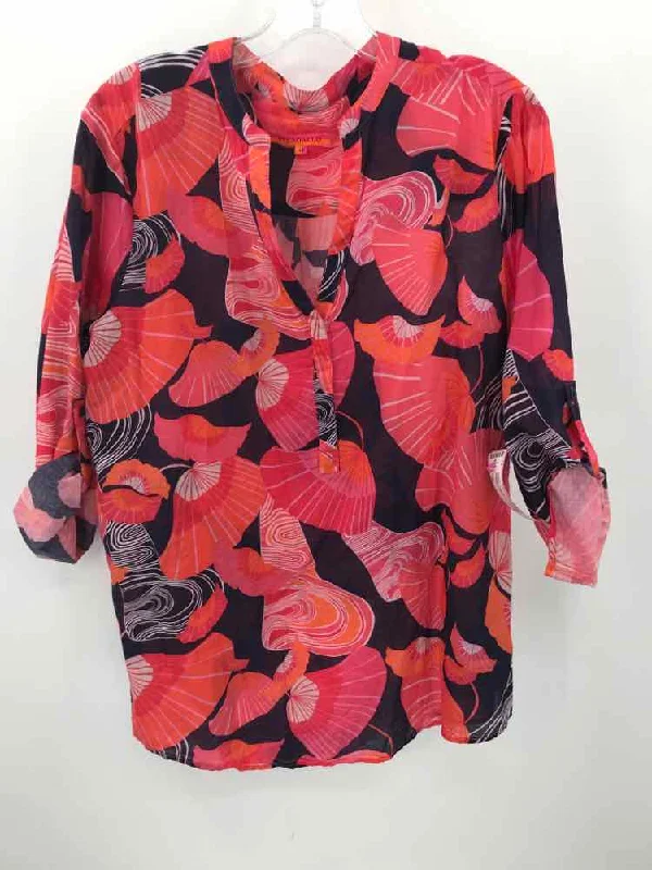 Pre-Owned Vilagallo Navy Size 48 Blouse Silky Draped Blouse