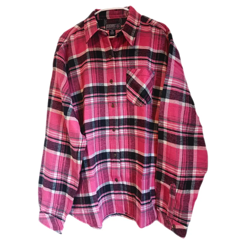NE Limited Women's Flannel Shirt Plus Size-- Front Pockets Side Pockets Patch Pockets