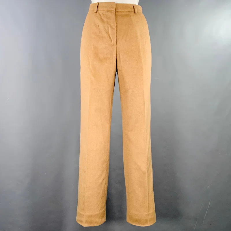 MAX MARA Size S Tan Flat Front Dress Pants Formal Wide-Leg Pants