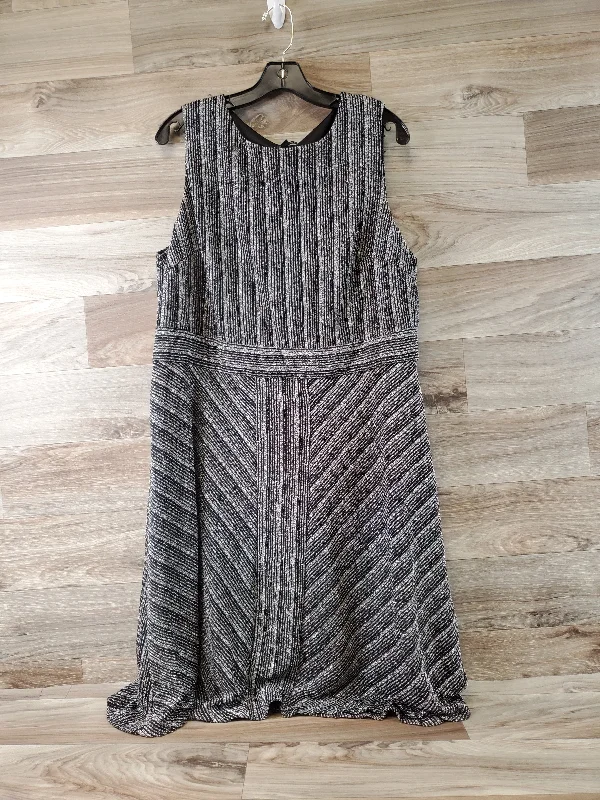 Dress Casual Midi By Lane Bryant In Black & Silver, Size: 1x Pencil Office Professional