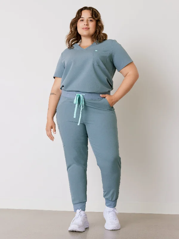 DEMI RE-GARDE™ - OCEAN GREY - Jogger Scrub Pants - SILVADUR™ Casual Sweatpants Style