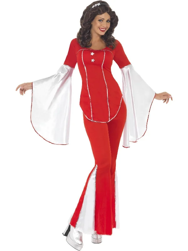 Abba 70s Super Trooper Red and White Flares Pant Suit Fancy Dress Costume Chic Checkered Pants