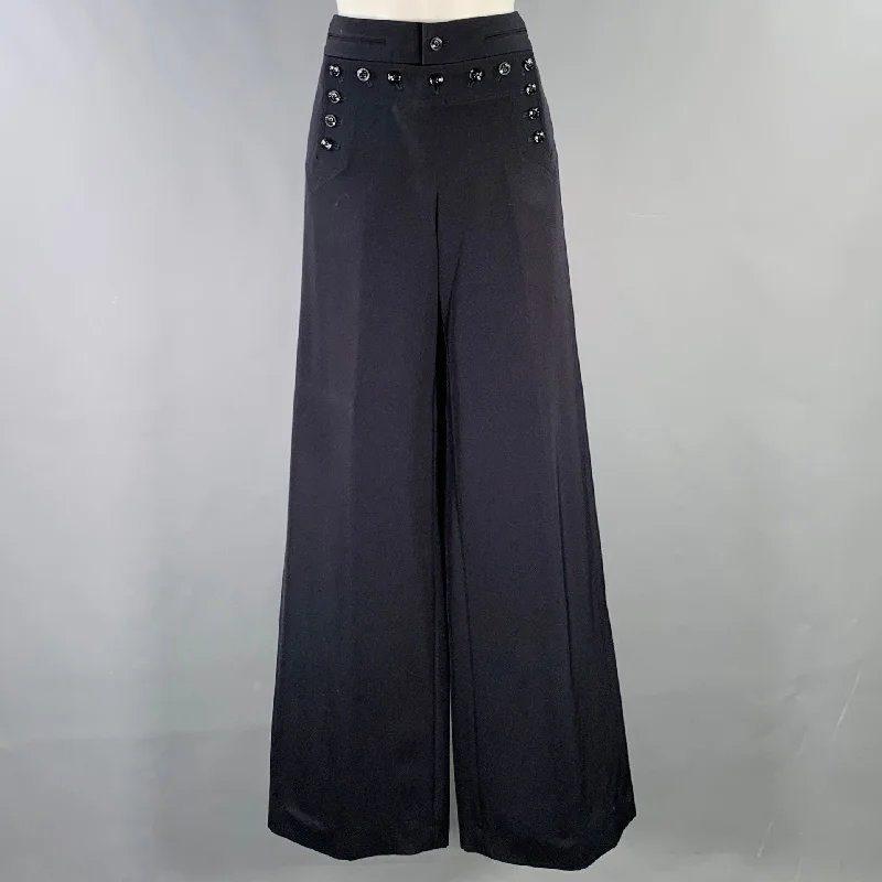 RALPH LAUREN COLLECTION Size 6 Black Wool Twill Bib Dress Pants Comfortable Jogger Trousers