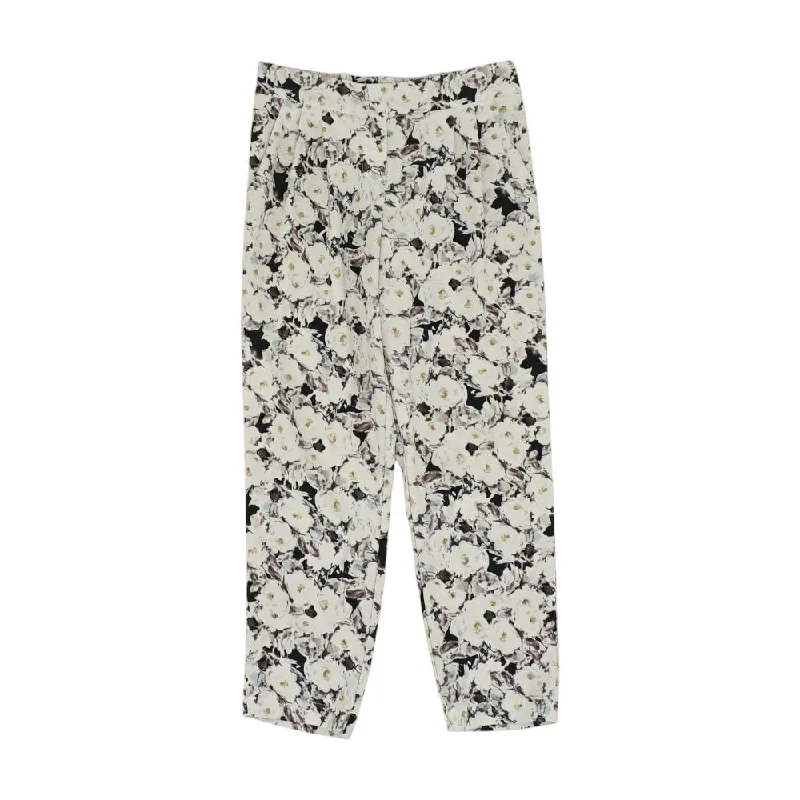 White Floral Dress Pants Comfortable Denim Trousers