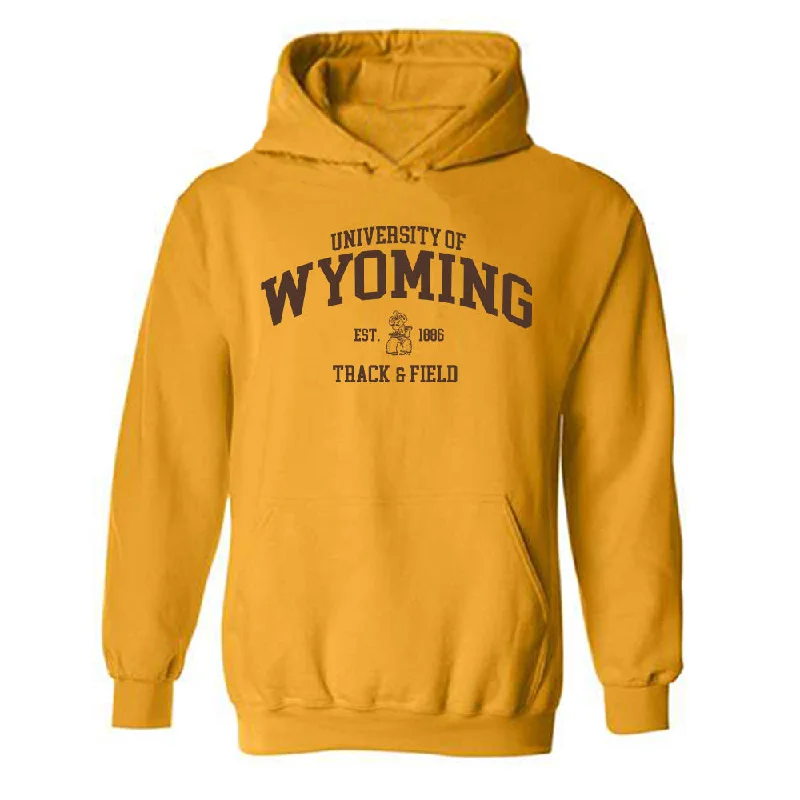 Wyoming - NCAA Women's Track & Field : Aubry Sanchez - Hooded Sweatshirt Hoodie with Hem Applique Textured Unique
