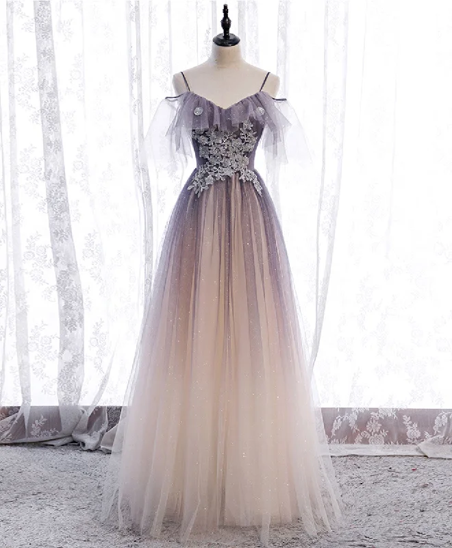 Light Purple Tulle Sequin Long Prom Dress, Purple Formal Party Dress Tunics Versatile stylish