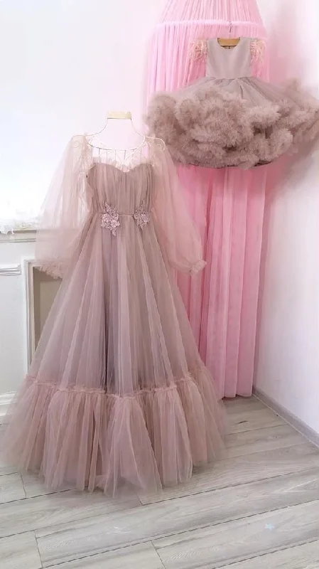 Long Sleeves Tulle Evening dresses party dress Prom dress Birthday,DS4609 Tunics Ceremony elegant