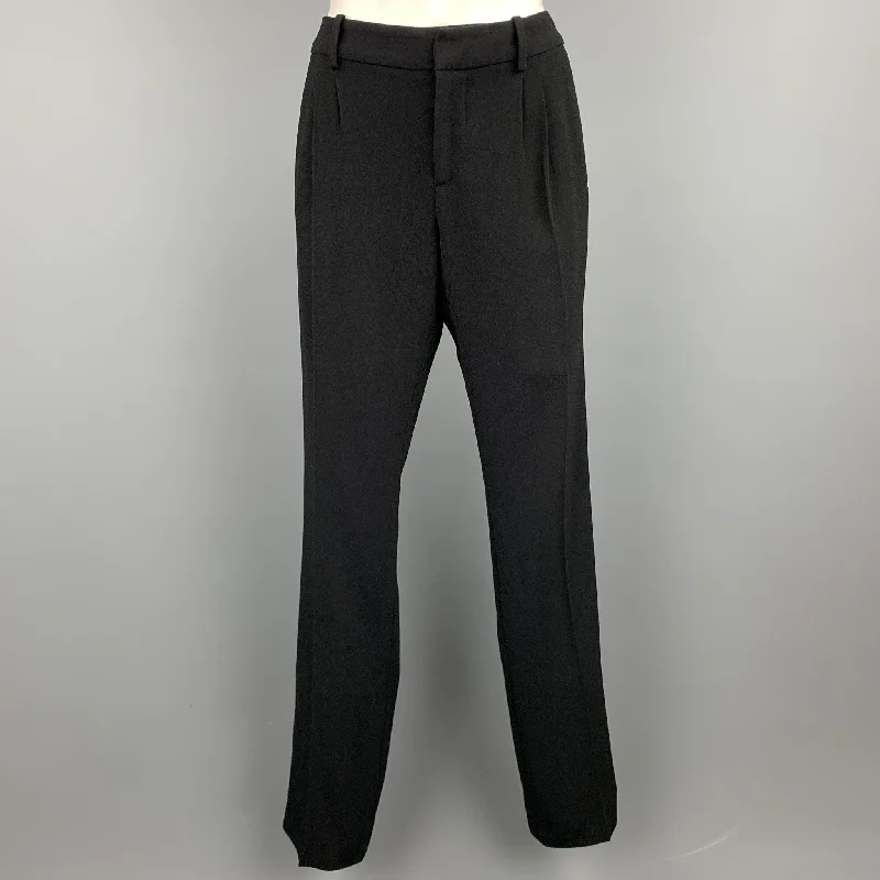 BALENCIAGA Size L Black Triacetate Blend Pleated Dress Pants Modern Skinny Pants