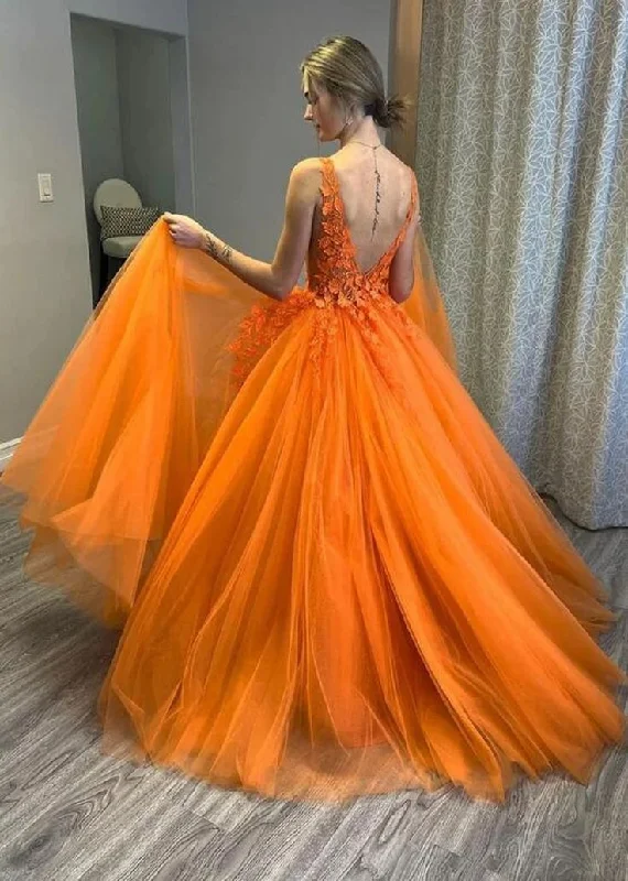 Orange Prom Dress For Girl Custom Made Evening Party Dress Formal Prom Dresses,DP0131 Tunics Chic elegant