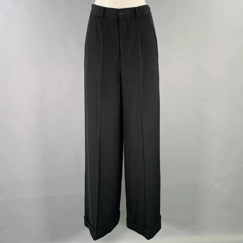 RALPH LAUREN Size 8 Black Wool Cuffed Dress Pants Cozy Jogger Leggings