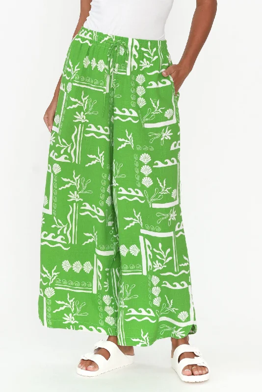Arnold Green Seashell Linen Blend Pants Warm Wool Trousers