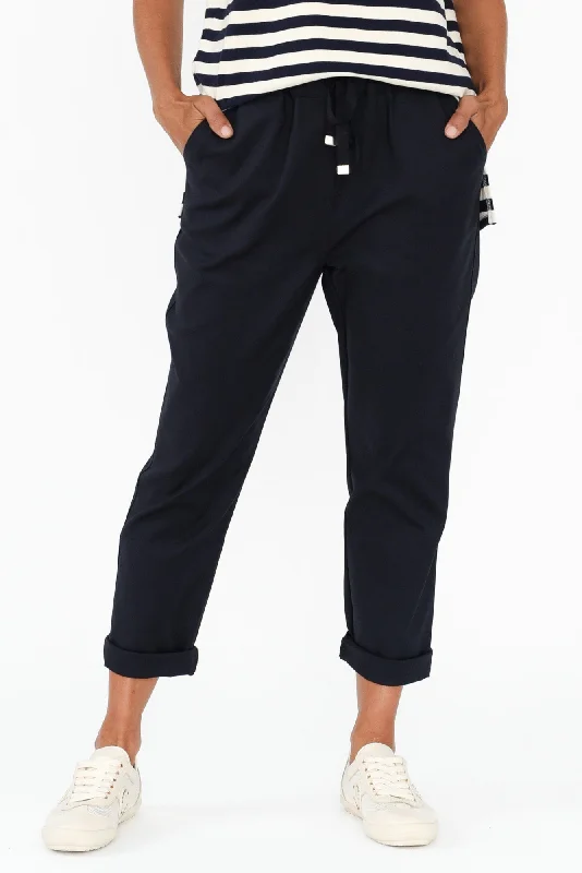 Kenzie Navy Drawstring Pants Cozy Maternity Pants