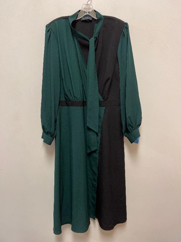 Dress Casual Maxi By Eloquii In Black & Green, Size: 1x Tunics Stylish modern