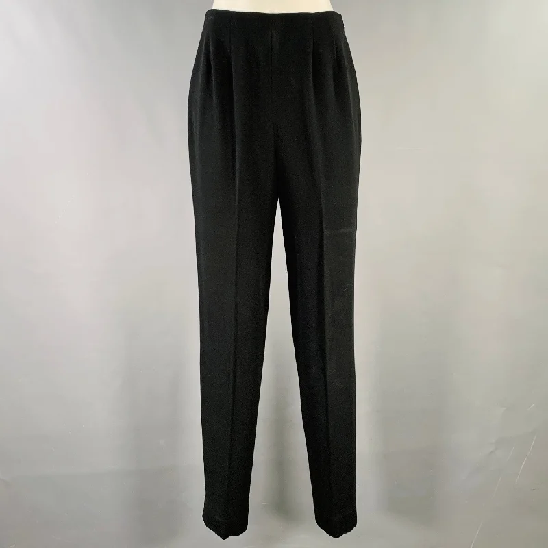 RALPH LAUREN COLLECTION Size 6 Black Wool Side Zipper Dress Pants Modern Skinny Pants