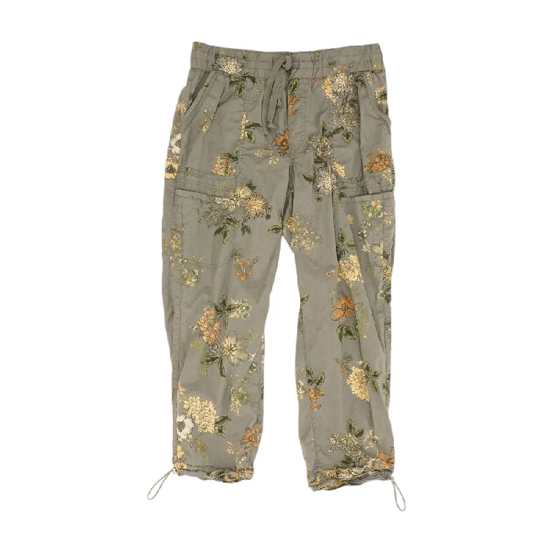 Gray Floral Cargo Pants Casual Skinny Fit Pants