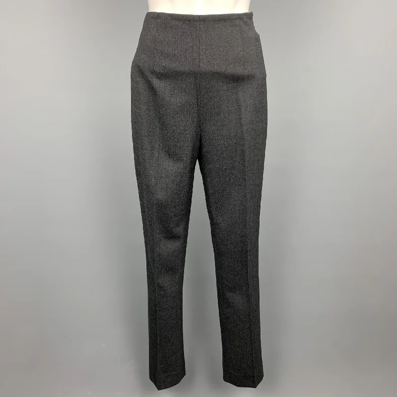 RALPH LAUREN Black Label Size 2 Charcoal Wool Dress Pants Fashionable Button-Up Pants
