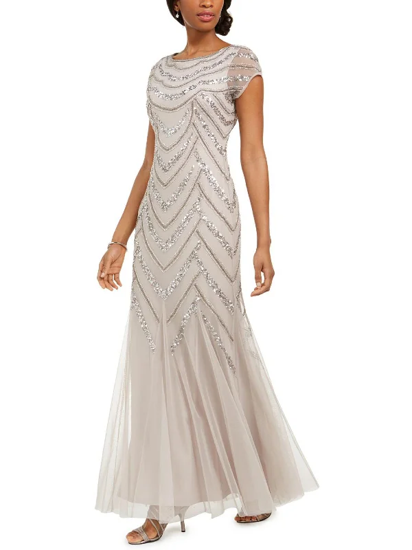 Womens Sequined Maxi Evening Dress Tunics Essential wardrobe