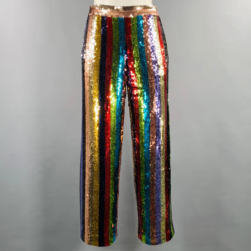 ALICE + OLIVIA Size XS Multi-Color Polyester Stripe Dress Pants Elegant Dress Pants